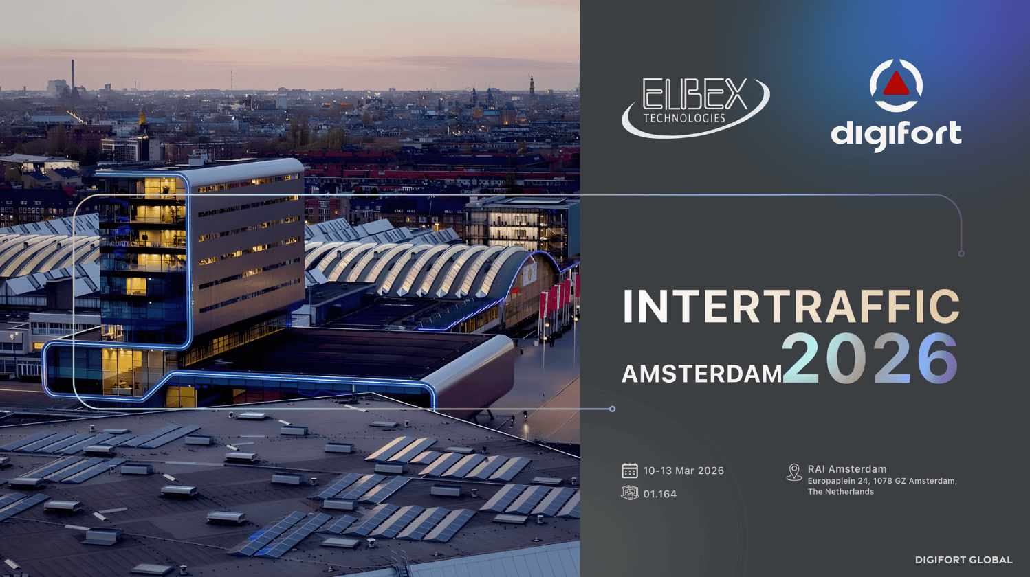 Elbex Technologies booth at Intertraffic Amsterdam 2026 showcasing innovative security solutions.